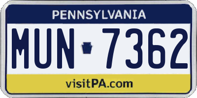 PA license plate MUN7362
