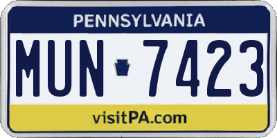 PA license plate MUN7423