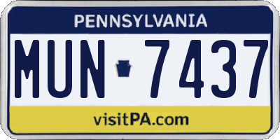 PA license plate MUN7437