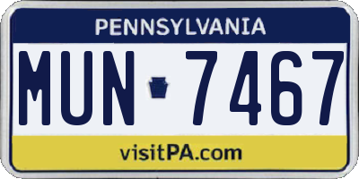 PA license plate MUN7467