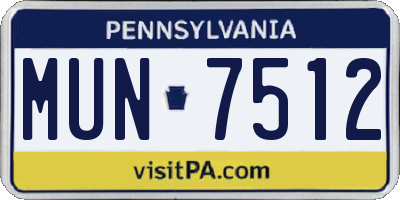 PA license plate MUN7512