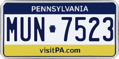 PA license plate MUN7523