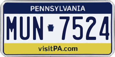 PA license plate MUN7524