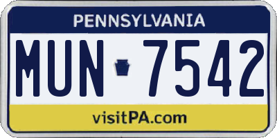 PA license plate MUN7542