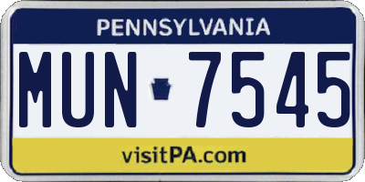 PA license plate MUN7545