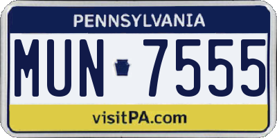 PA license plate MUN7555