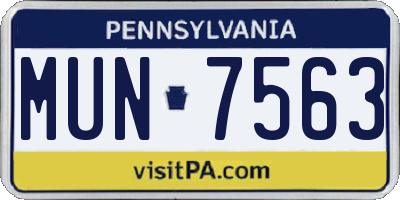 PA license plate MUN7563