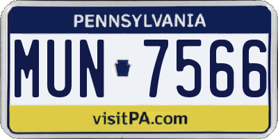 PA license plate MUN7566