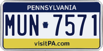 PA license plate MUN7571