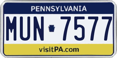 PA license plate MUN7577