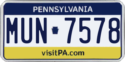 PA license plate MUN7578