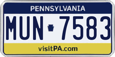 PA license plate MUN7583