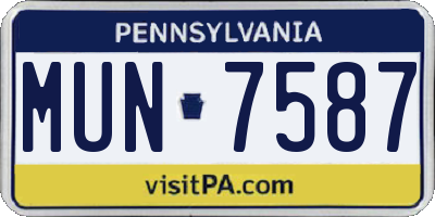 PA license plate MUN7587