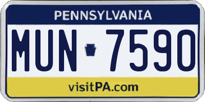 PA license plate MUN7590