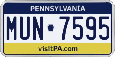 PA license plate MUN7595