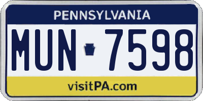 PA license plate MUN7598