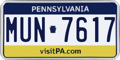 PA license plate MUN7617