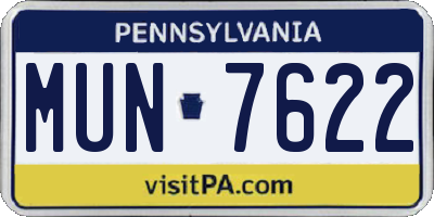 PA license plate MUN7622