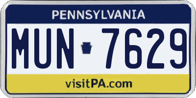 PA license plate MUN7629