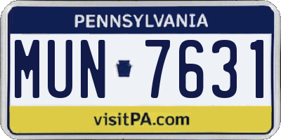 PA license plate MUN7631
