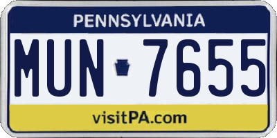 PA license plate MUN7655