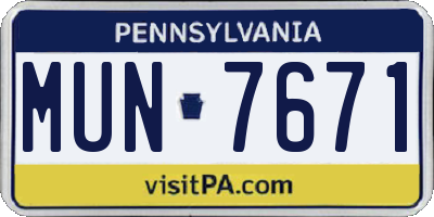 PA license plate MUN7671
