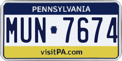 PA license plate MUN7674