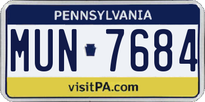 PA license plate MUN7684