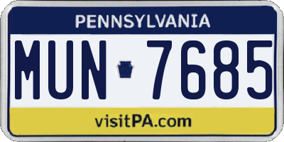 PA license plate MUN7685