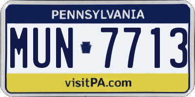 PA license plate MUN7713