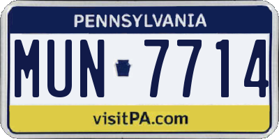 PA license plate MUN7714