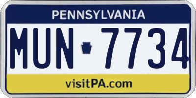 PA license plate MUN7734