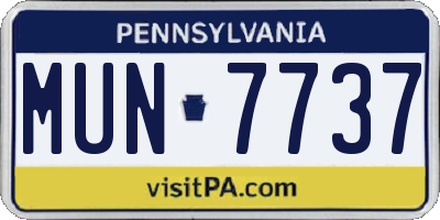 PA license plate MUN7737