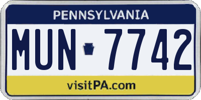 PA license plate MUN7742
