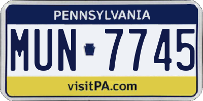 PA license plate MUN7745
