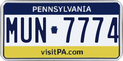 PA license plate MUN7774