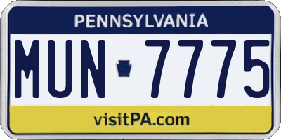 PA license plate MUN7775