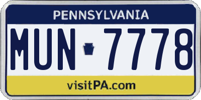 PA license plate MUN7778