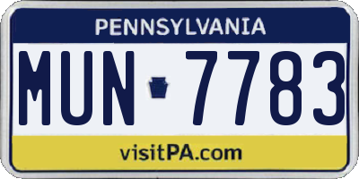 PA license plate MUN7783