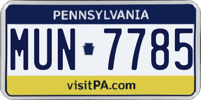 PA license plate MUN7785