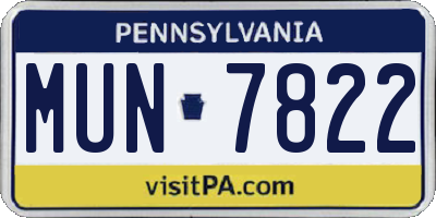 PA license plate MUN7822