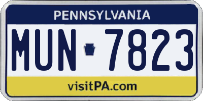 PA license plate MUN7823