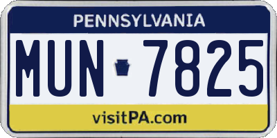 PA license plate MUN7825