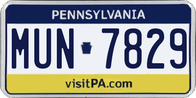 PA license plate MUN7829