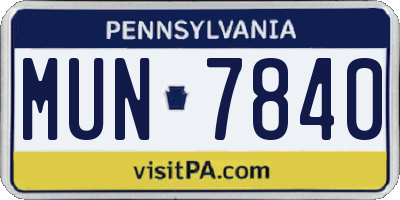 PA license plate MUN7840