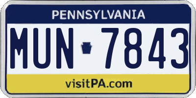 PA license plate MUN7843