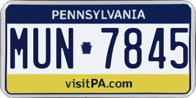 PA license plate MUN7845