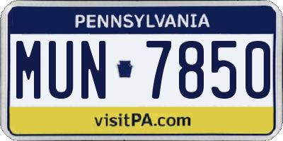 PA license plate MUN7850