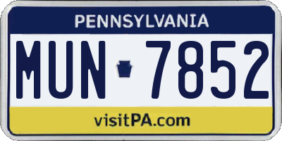 PA license plate MUN7852