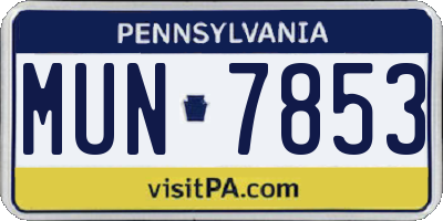 PA license plate MUN7853